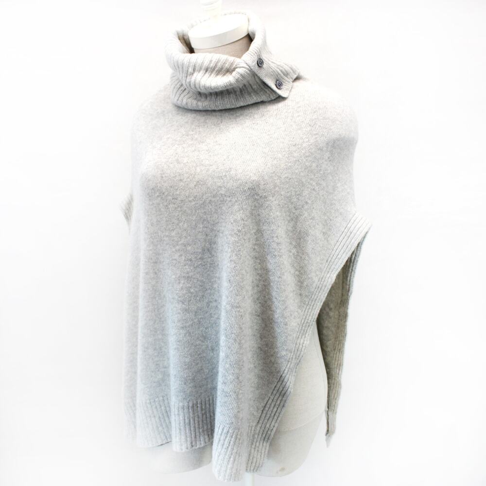 DKNY Wool Poncho Sweater Pullover Gray Cozy Casual Turtleneck Medium/Large